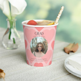 Moderne rosa Pfirsich-Herzen-Muster-Papierbecher Pappbecher