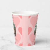 Moderne rosa Pfirsich-Herzen-Muster-Papierbecher Pappbecher (Rechts)
