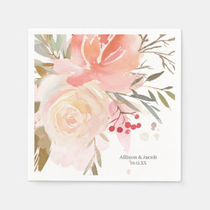 Moderne rosa Pfirsichblütenhochzeit Napkins Serviette