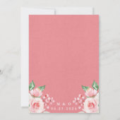 Moderne rosa Pfirsichfarbene Blumenzehen Einladung (Rückseite)