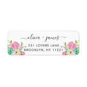 Moderne, rosa Pfirsichgrün Blumen Wasserfarbe (Vorne)