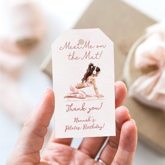 Moderne rosa Pilates Princess Geburtstagsparty Geschenkanhänger