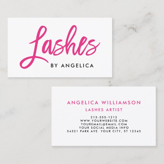 Moderne rosa Pinselstriche für das Script Makeup A Visitenkarte (Vorne/Hinten)