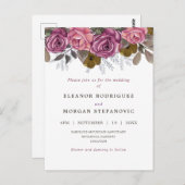 Moderne rosa Piurple-Rose Grenzhochzeit Postkarte (Vorne/Hinten)