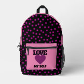 Moderne rosa Polka Dots Bedruckter Rucksack (Vorderseite)