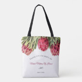 Moderne rosa Proteas florale Hochzeitsstimmung Tra Tasche (Rückseite)