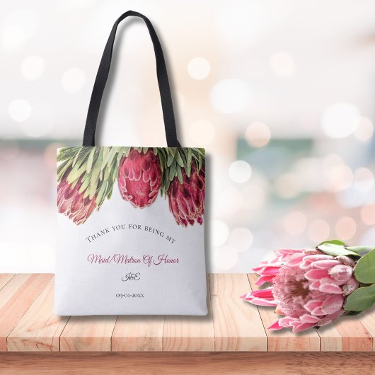 Moderne rosa Proteas florale Hochzeitsstimmung Tra Tasche
