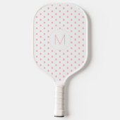 Moderne rosa Punkte-Muster Anfangsmonogramm Pickleball Schläger (Rückseite)
