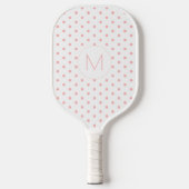 Moderne rosa Punkte-Muster Anfangsmonogramm Pickleball Schläger (Vorderseite)