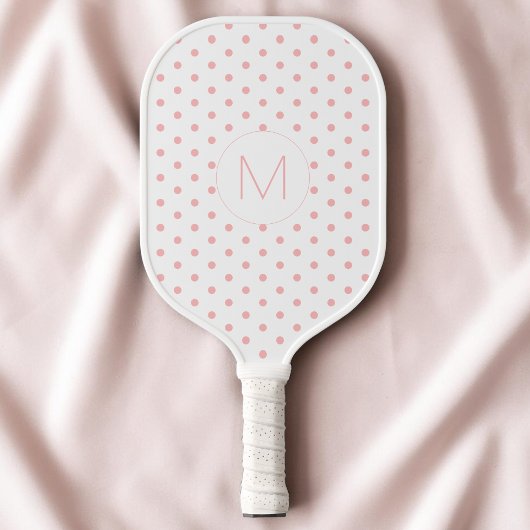 Moderne rosa Punkte-Muster Anfangsmonogramm Pickleball Schläger