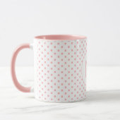 Moderne rosa Punkte-Muster Anfangsmonogramm Tasse (Links)