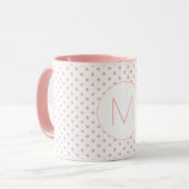 Moderne rosa Punkte-Muster Anfangsmonogramm Tasse (Vorderseite Links)