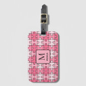 Moderne rosa Puzzleteile Monogramm Gepäckanhänger (Vorderseite Vertikal)