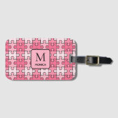Moderne rosa Puzzleteile Monogramm Gepäckanhänger (Vorderseite (Horizontal))