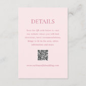 Moderne rosa QR Code Elegante Hochzeit Begleitkarte (Vorderseite)