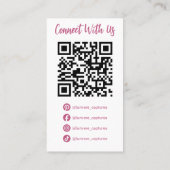 Moderne rosa QR-Code für soziale Medien Profile Visitenkarte (Rückseite)