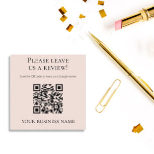 Moderne rosa QR-Code Google-Bewertung Quadratische Visitenkarte