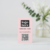 Moderne rosa QR-Code-Logo Schöne Visitenkarte (Stehend Vorderseite)