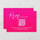 Moderne, rosa QR Code Response Card Hochzeit RSVP (Vorne/Hinten)