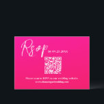 Moderne, rosa QR Code Response Card Hochzeit RSVP<br><div class="desc">Schönes modernes Hot Pink und Orange Hochzeit RSVP mit modernen Skripttypografie. Elegant handbemalte Wasserfarbe . Bearbeiten Sie die Vorlage einfach mit Ihrer UAWG.</div>