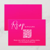 Moderne, rosa QR Code Response Card Hochzeit RSVP Karte (Vorne/Hinten)