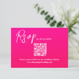 Moderne, rosa QR Code Response Card Hochzeit RSVP Karte
