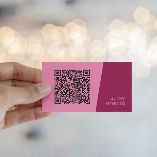 Moderne rosa QR-Code Visitenkarte