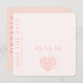 Moderne rosa QR-Codelherz Hochzeit Speichern Sie d Save The Date (Vorne/Hinten)