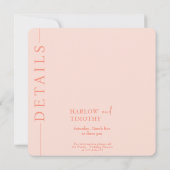 Moderne rosa QR-Codelherz Hochzeit Speichern Sie d Save The Date (Rückseite)