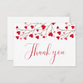 Moderne rosa Red Hearts Baby Dusche Dankeskarte (Vorne/Hinten)