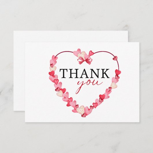 Moderne rosa Red Hearts Baby Dusche Dankeskarte (Vorne/Hinten)