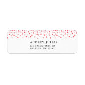 Moderne rosa Red Hearts Baby Dusche Rücksendeadres (Vorne)