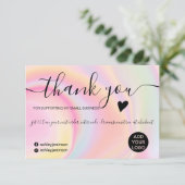 Moderne rosa Regenbogen-Einhornmarmor-Ordnung Viel Dankeskarte (Stehend Vorderseite)