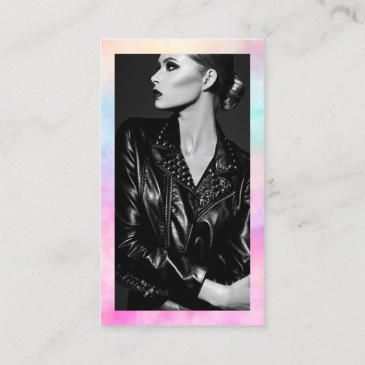 Moderne rosa Regenbogenfarben Visitenkarte (Rückseite)