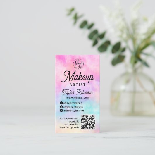 Moderne rosa Regenbogenfarben Visitenkarte (Stehend Vorderseite)