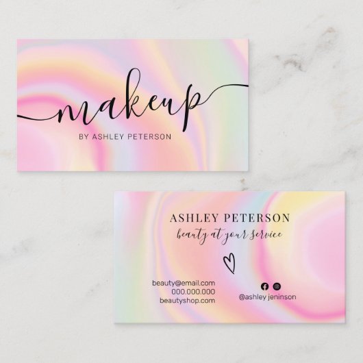 Moderne rosa Regenbogenform, unicorn-Marmor-Schrif Visitenkarte (Vorne/Hinten)