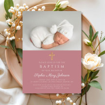 Moderne rosa religiöse Cross Girl Foto Taufe