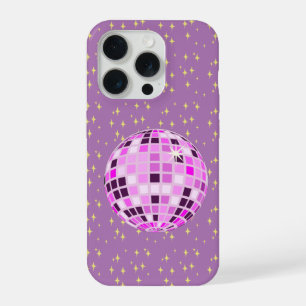 Moderne rosa Retro Diskothek Ball Lila iPhone 15 Pro Hülle