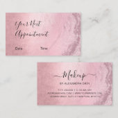 Moderne Rosa Rosa-Glitzer-Makeup-Künstlerin Terminkarte (Vorne/Hinten)