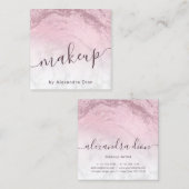 Moderne Rosa Rosa Glitzer Marmor Makeup Künstler Quadratische Visitenkarte (Vorne/Hinten)