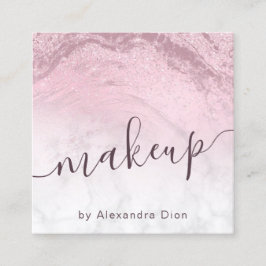 Moderne Rosa Rosa Glitzer Marmor Makeup Künstler Quadratische Visitenkarte