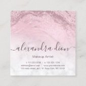 Moderne Rosa Rosa Glitzer Marmor Makeup Künstler Quadratische Visitenkarte (Rückseite)
