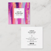 Moderne Rosa Rosa Glitzer Pinselstriche Make-up Quadratische Visitenkarte (Vorne/Hinten)