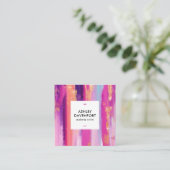 Moderne Rosa Rosa Glitzer Pinselstriche Make-up Quadratische Visitenkarte (Stehend Vorderseite)