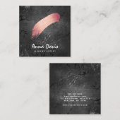 Moderne rosa Rosa-Goldpinsel-Pinselstriche Quadratische Visitenkarte (Vorne/Hinten)