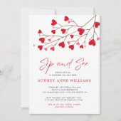 Moderne rosa rosa Herz-Sip und sehen Einladung (Vorderseite)