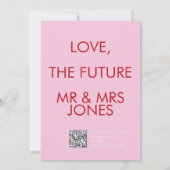 Moderne rosa, rosafarbene Grenzhochzeit rettet das Einladung (Rückseite)