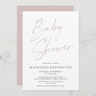 Moderne rosa Rose Baby Girl Dusche Einladung