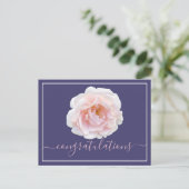 Moderne rosa Rose Botanical Chic Gratulation Postkarte (Stehend Vorderseite)