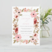 Moderne, rosa Rose Einladung (Stehend Vorderseite)